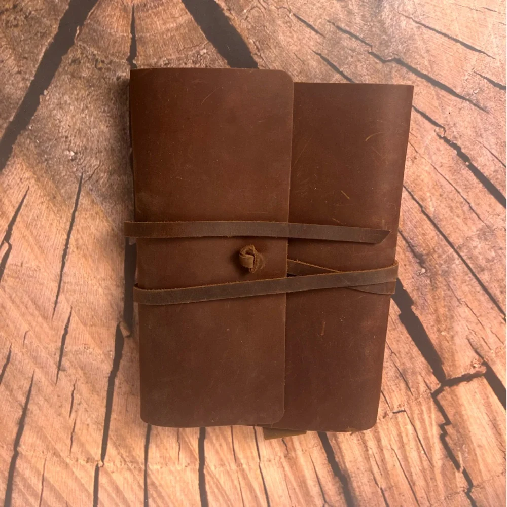 Celtic Farm Brown Leather Garden Journal Planner with Wrap Closure and Bookmark - Picture 1 of 8